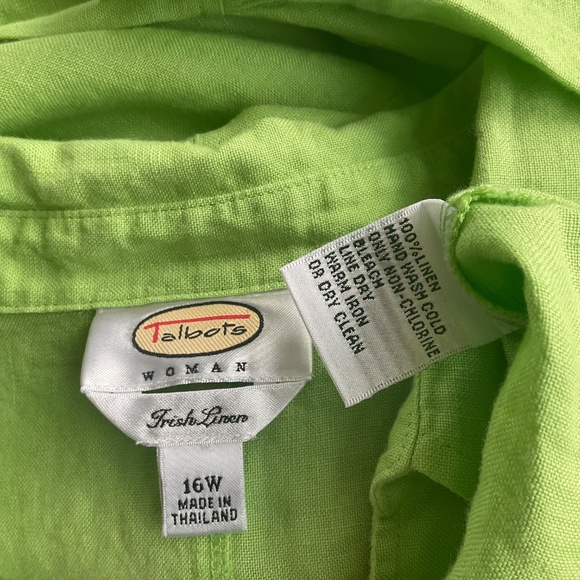 Talbots Top Irish Linen Lime Green Plus (16W) - Picture 4 of 5